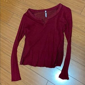 Red long sleeve with a knitted open back